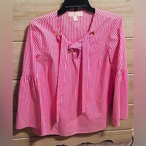 Michael Kors Striped Bell Sleeve Top Size L